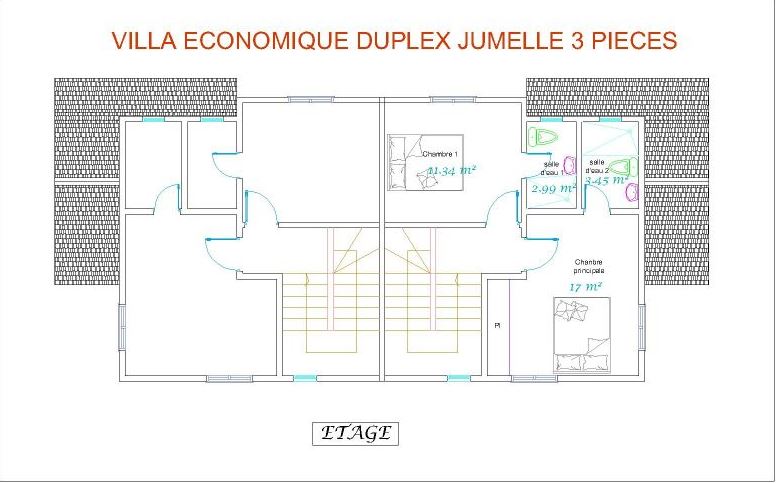 LOGEMENTS SOCIAUX, ÉCONOMIQUES ET STANDINGS - 3 PIECES DUPLEX - ECONOMIQUE JUMELE
