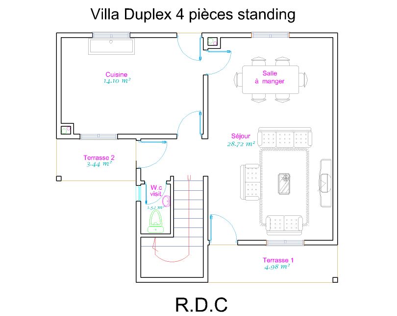 LOGEMENTS SOCIAUX, ÉCONOMIQUES ET STANDINGS - 4 PIECES DUPLEX - STANDING INDIVIDUELLE