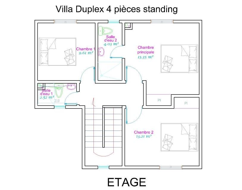 LOGEMENTS SOCIAUX, ÉCONOMIQUES ET STANDINGS - 4 PIECES DUPLEX - STANDING INDIVIDUELLE